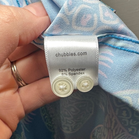 Chubbies Mens Blue Pineapple Hawaiian Performance Polo Shirt Medium - Picture 8 of 9